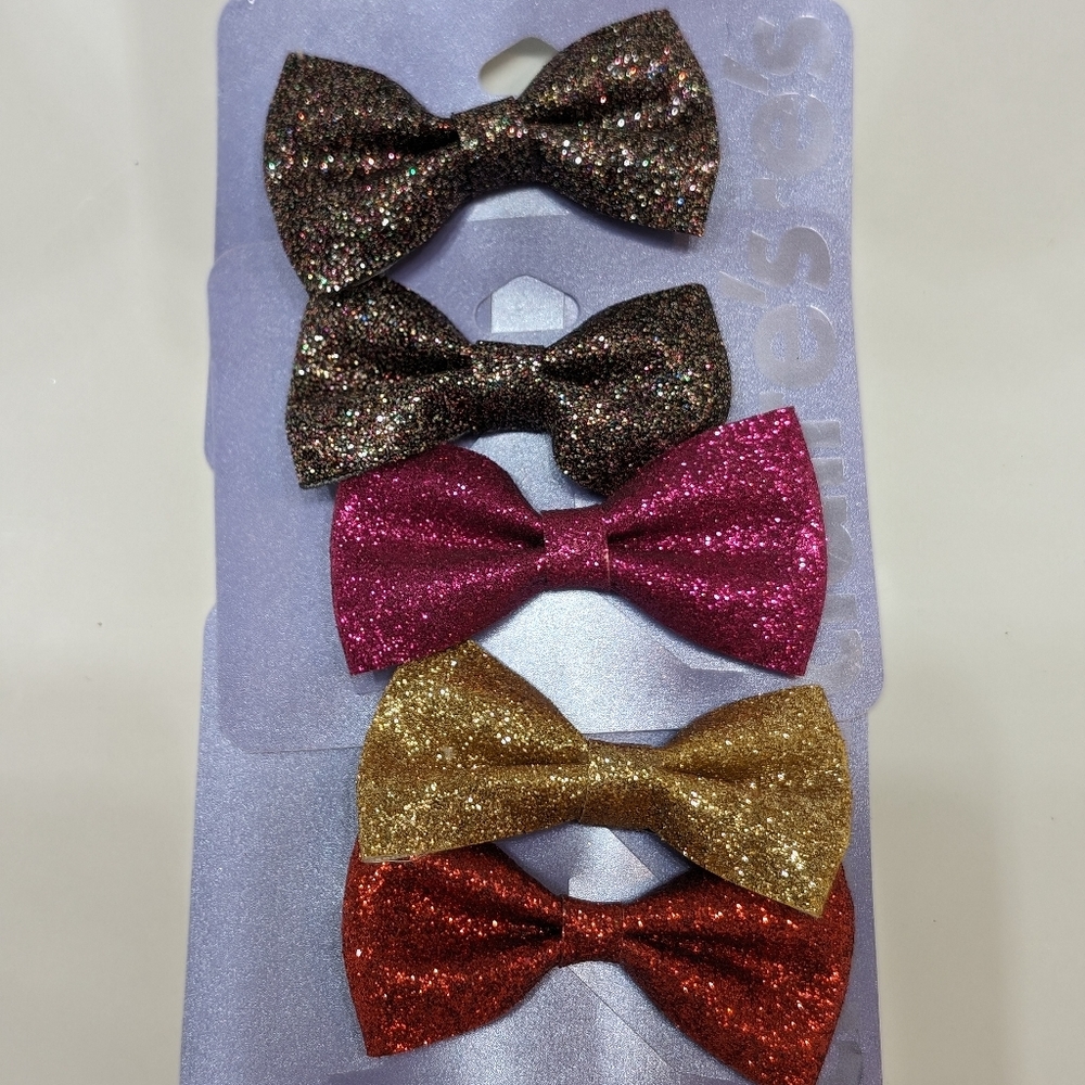 Lot of 5 Claire's Sparkly Bow Hair Clips